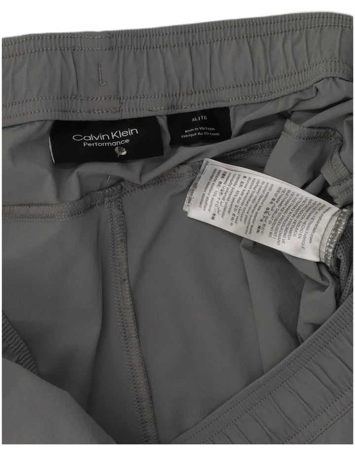 Calvin Klein Mens Performance Sport Shorts XL Cinza Colourblock Poliéster