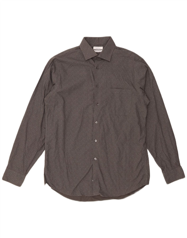 CALVIN KLEIN Camisa masculina de ajuste regular tamanho 15 1/2 cinza médio floral