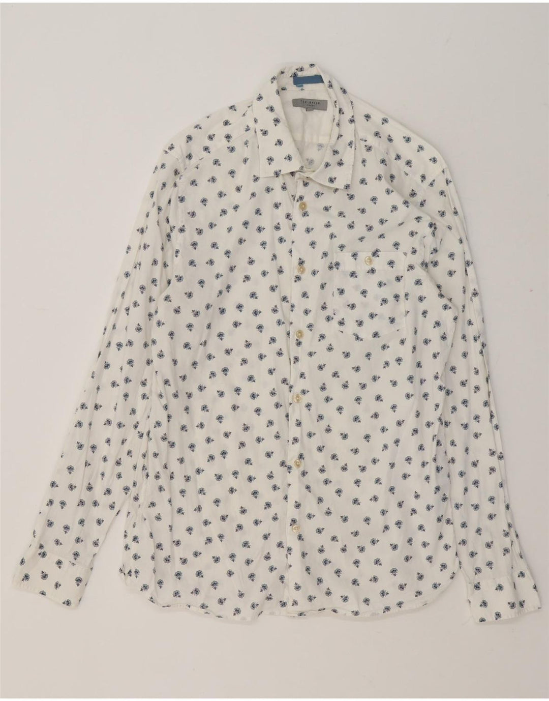 Camisa masculina Ted Baker tamanho 4 grande algodão floral branco
