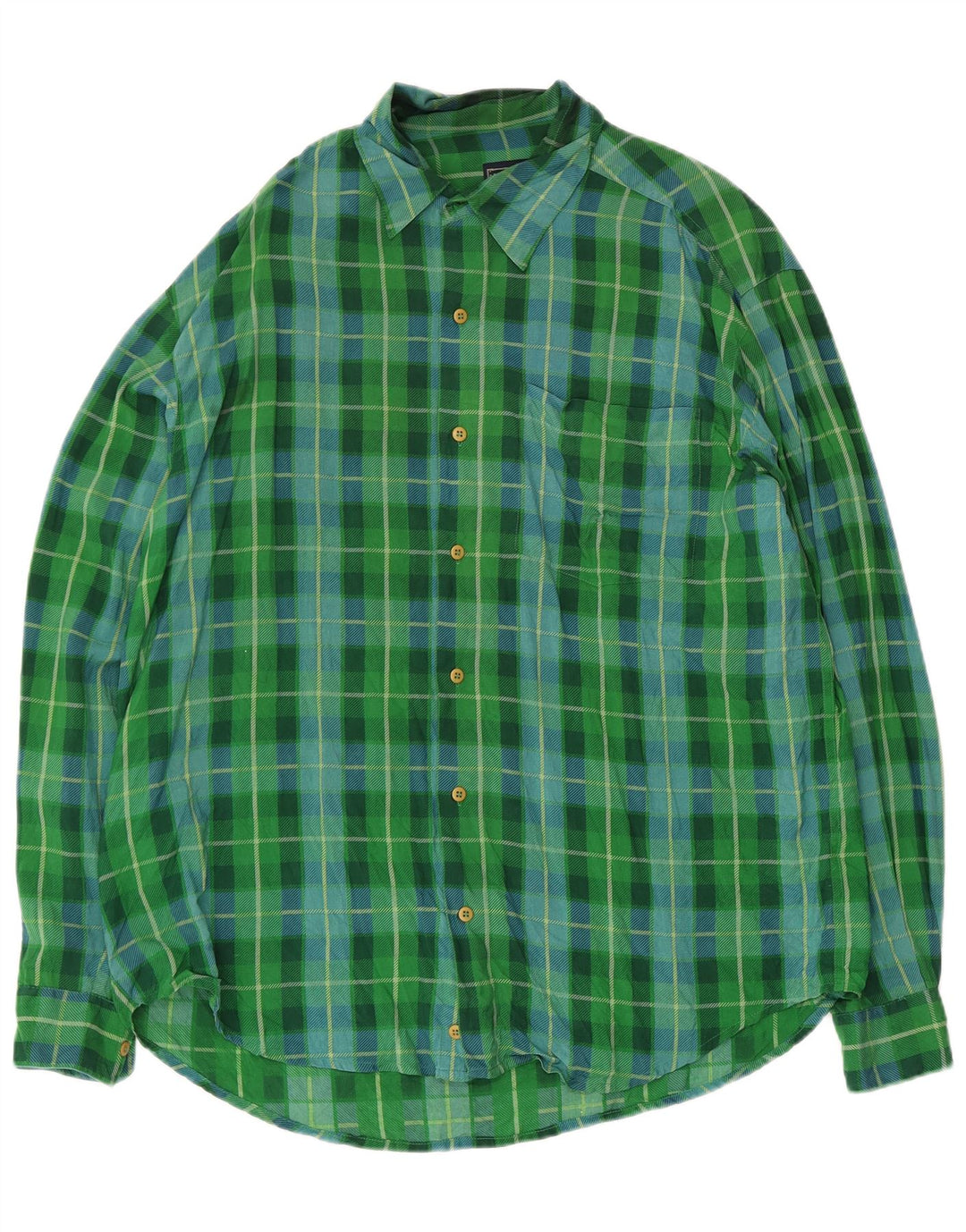 Via Ardigo Camisa masculina média verde xadrez seda