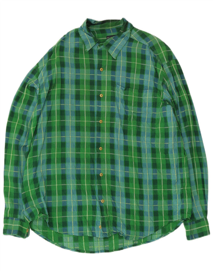 Via Ardigo Camisa masculina média verde xadrez seda