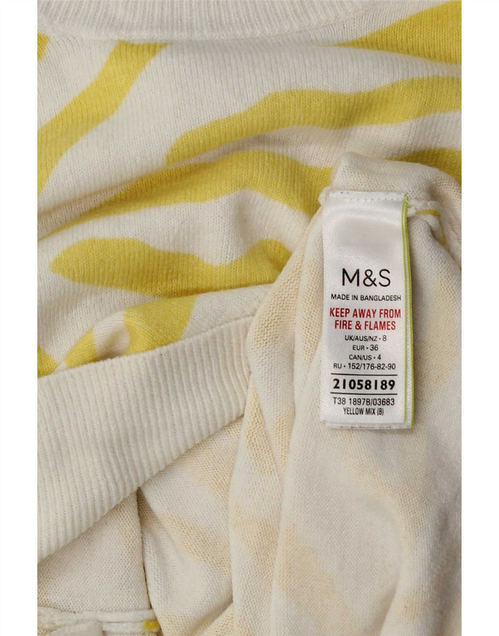 Suéter feminino Marks & Spencer com gola canoa Reino Unido 8 pequeno amarelo