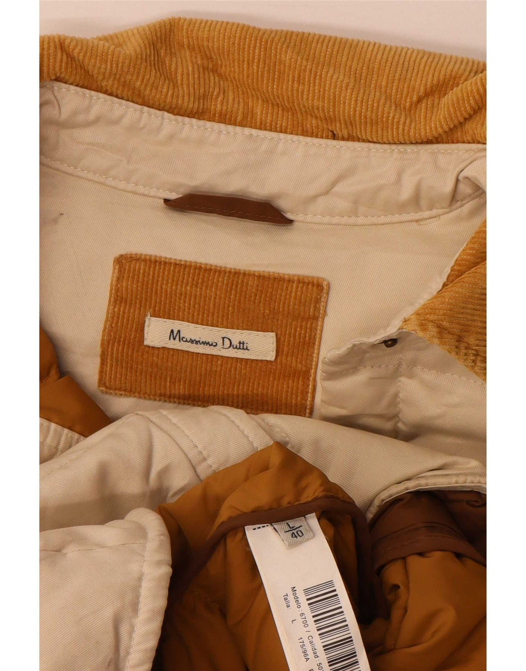 Jaqueta acolchoada feminina Massimo Dutti UK 16 grande algodão bege