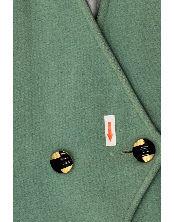 Jaqueta blazer feminina vintage manga 3/4 com peito duplo Reino Unido 8 pequena verde