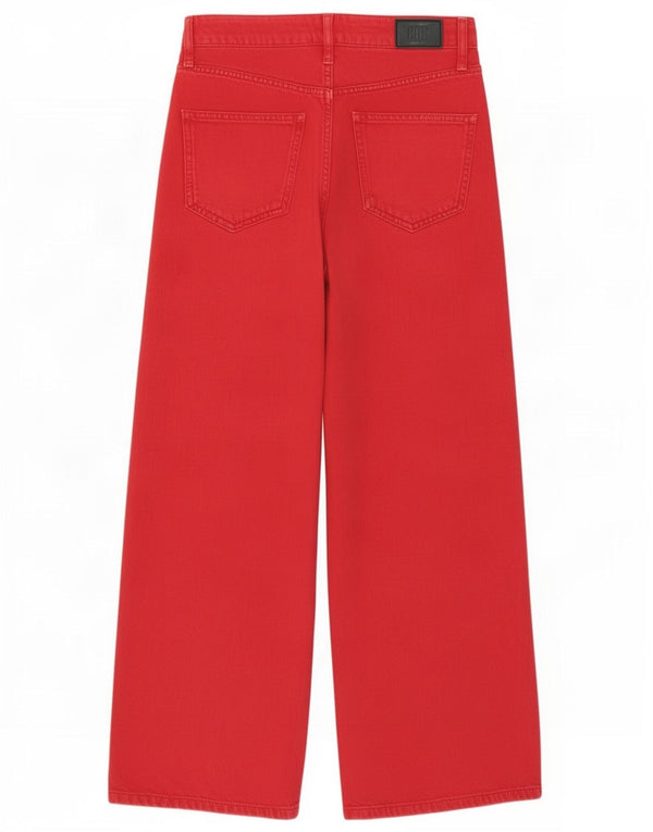 Jeans feminino de perna larga BDG W24 L27 algodão vermelho
