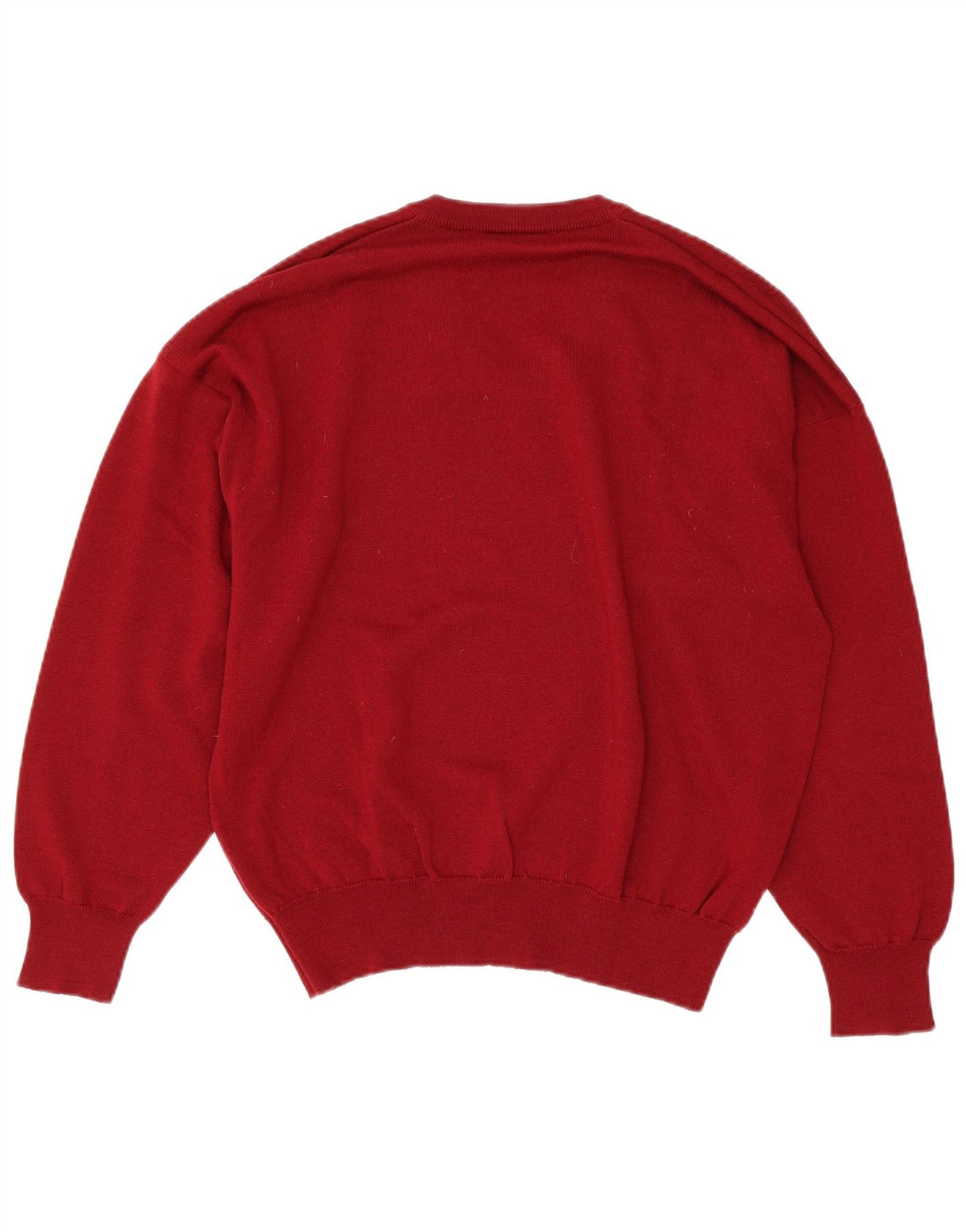 Suéter masculino Lacoste com decote em V tamanho 5 grande lã virgem vermelha