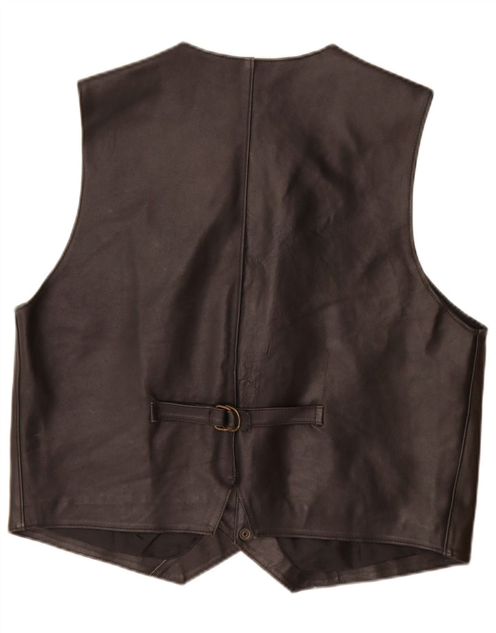 Colete de couro masculino VINTAGE couro preto médio