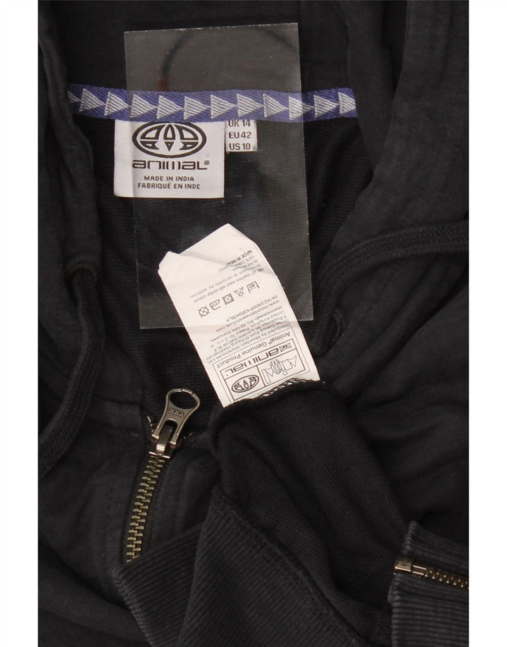 ANIMAL Suéter feminino com capuz e zíper Reino Unido 14 grande algodão preto