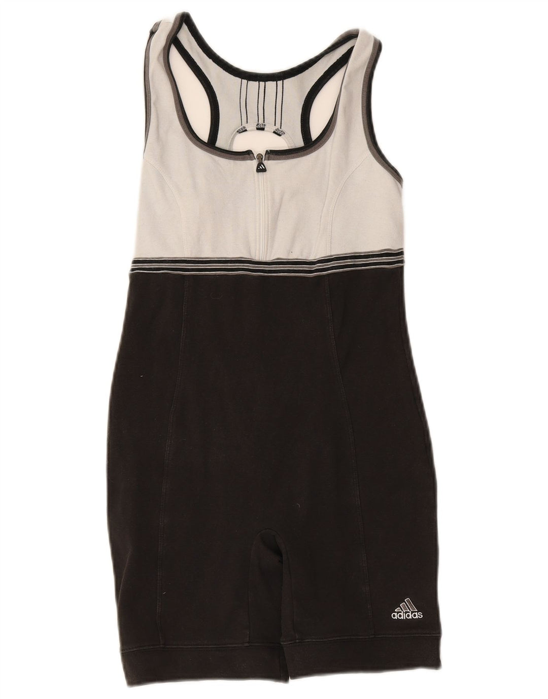 Adidas Womens Playsuit UK 10 Pequeno Preto Colorblock Algodão