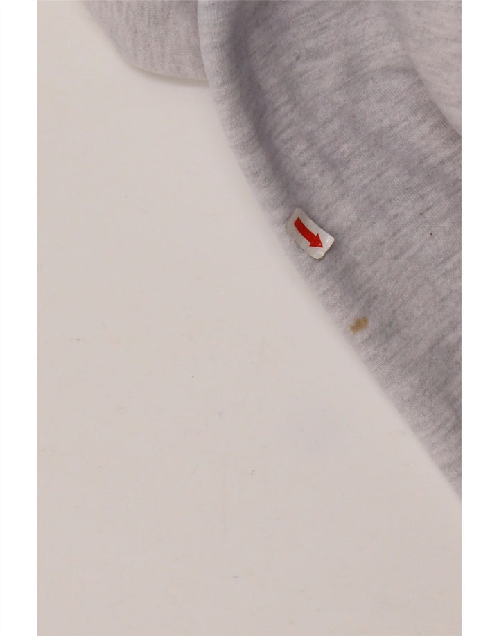 Jumper feminino com capuz gráfico SUPERDRY UK 14 algodão manchado cinza médio