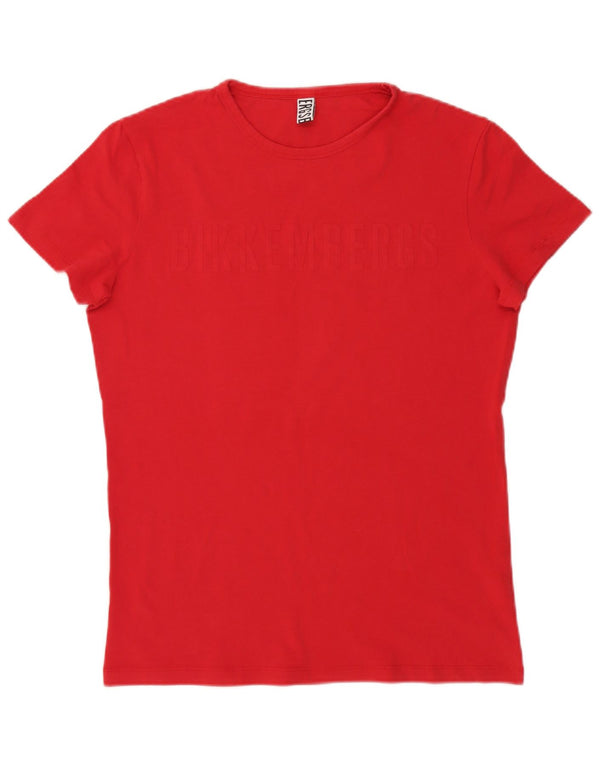 Camiseta gráfica masculina Bikkembergs grande algodão vermelho