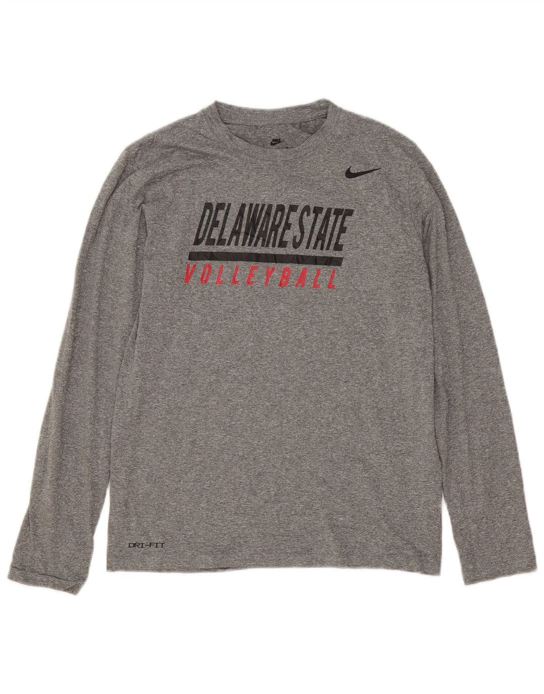 Top gráfico feminino Nike manga comprida UK 12 poliéster manchado cinza médio