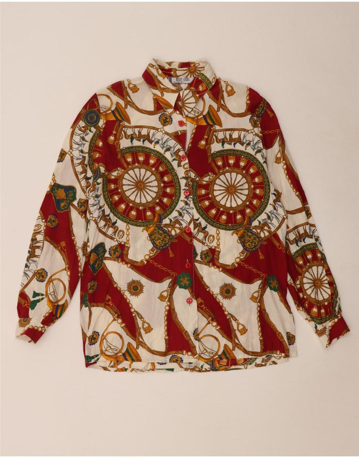 Blusa feminina com estampa abstrata Mary Anne Reino Unido 14 médio Borgonha
