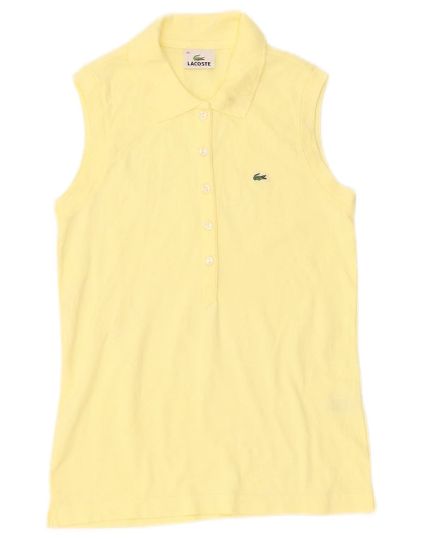 Lacoste Womens Sleeveless Polo Shirt Size 40 Medium Yellow Cotton
