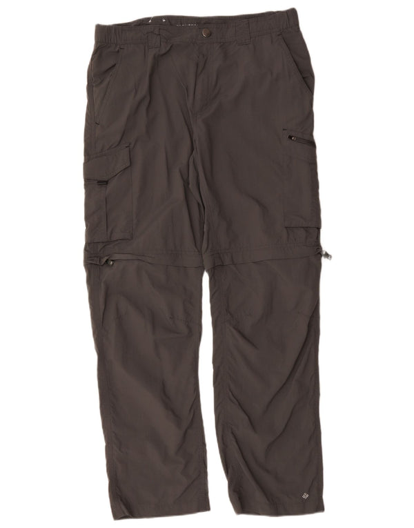 Calça cargo Columbia masculina Omni-Shade para caminhada W34 L30 cinza nylon