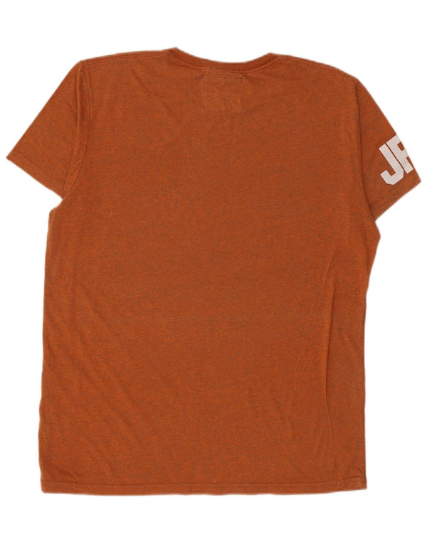 Camiseta masculina gráfica SUPERDRY Top XL algodão manchado laranja