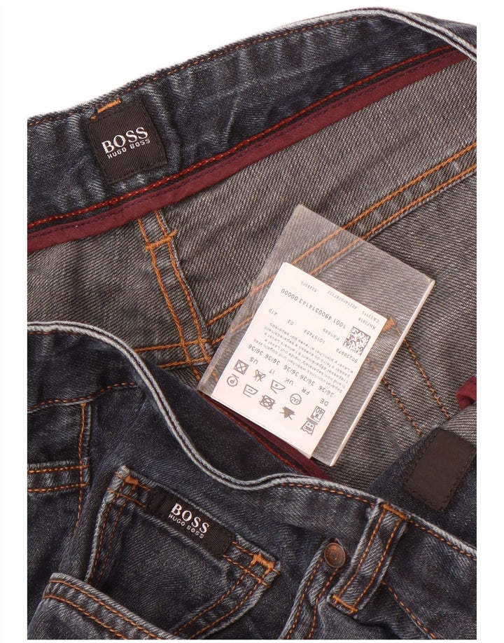 Hugo Boss Masculino Kansas Straight Jeans W36 L36 Azul Marinho Algodão