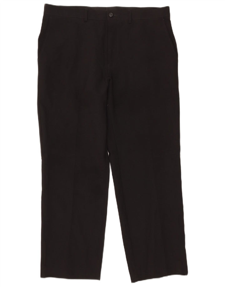 Calça chino reta masculina Marks & Spencer W36 L29 poliéster preto