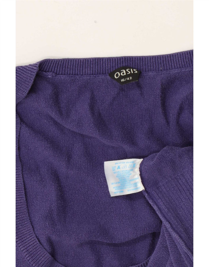 Colete feminino Oasis UK 16 grande algodão azul marinho