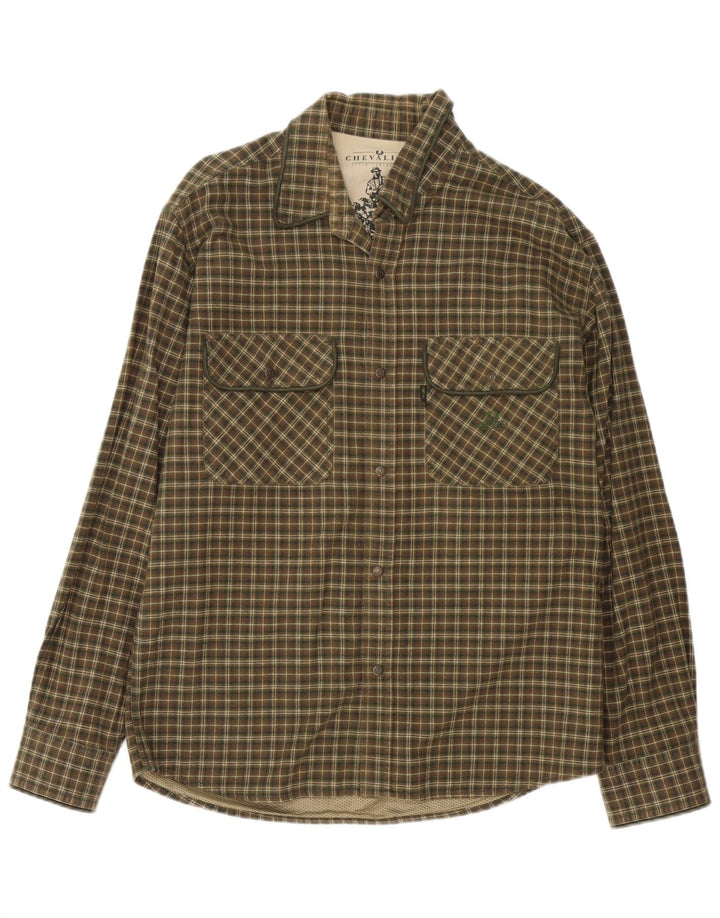 Camisa masculina de flanela Chevalier grande algodão xadrez verde