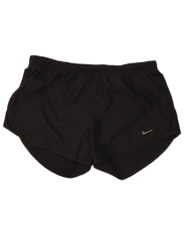 Shorts esportivos femininos Nike Dri Fit UK 14 médio preto Chevron poliéster