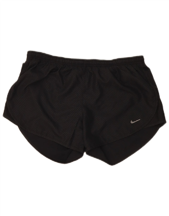 Shorts esportivos femininos Nike Dri Fit UK 14 médio preto Chevron poliéster