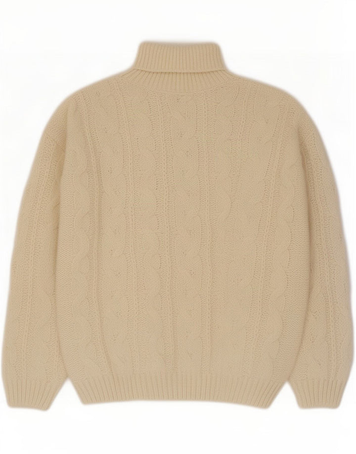 Suéter masculino vintage com gola redonda XL fora do poliacrílico branco