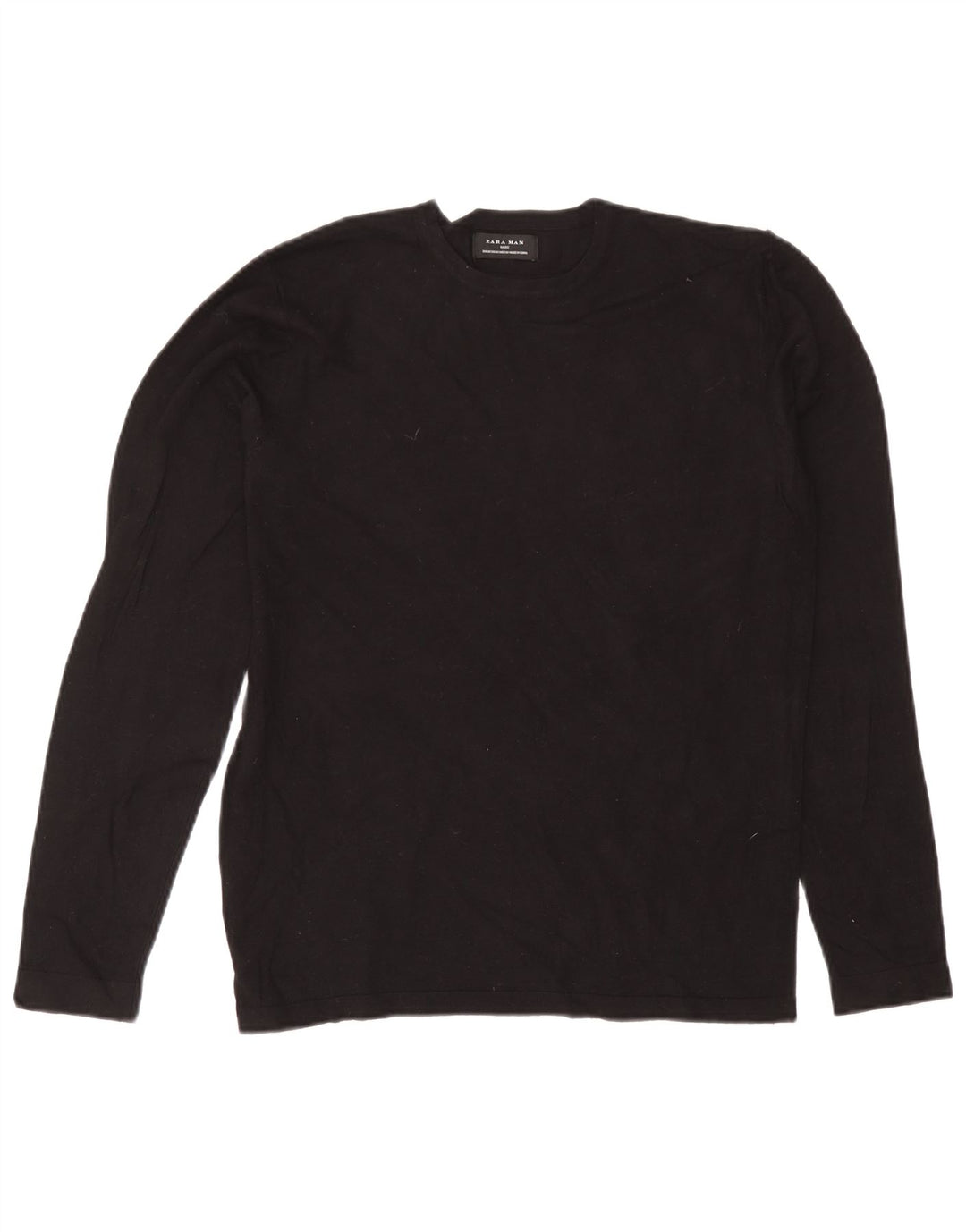 Zara Suéter masculino com gola redonda, preto médio