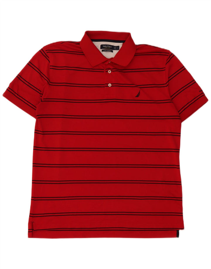 Camisa polo masculina Nautica grande poliéster listrado vermelho