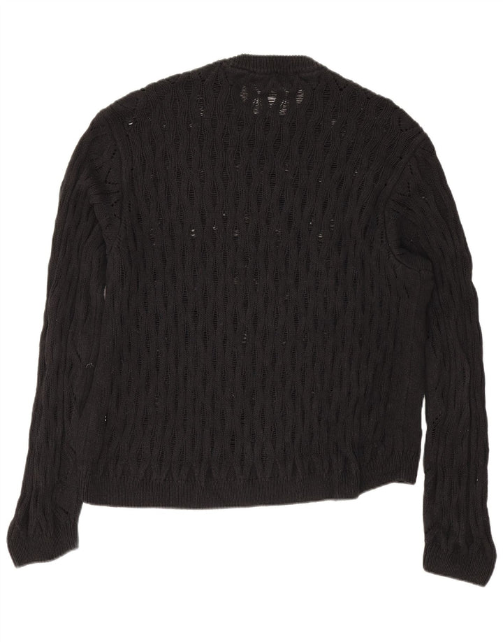 Suéter masculino Zara com gola redonda, grande algodão preto