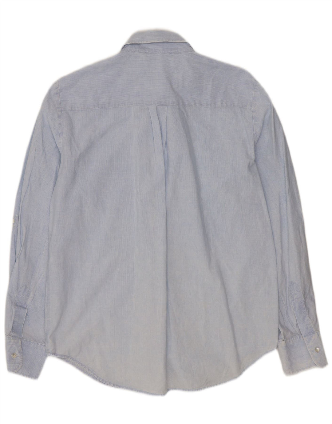 Camisa feminina ZARA UK 14 algodão listrado azul médio