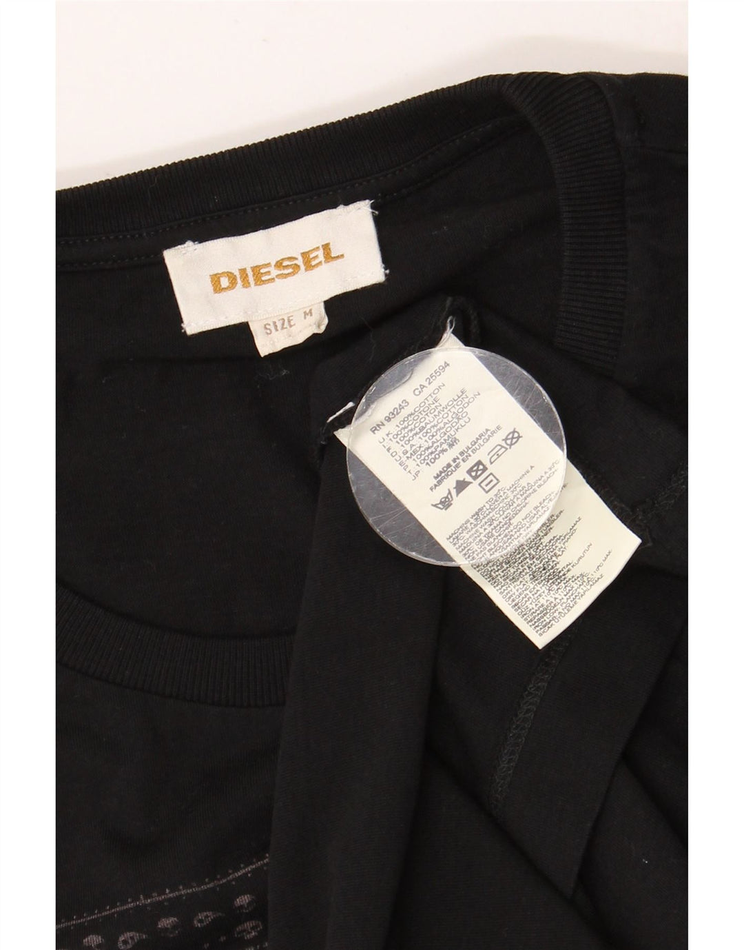 DIESEL Camiseta masculina gráfica Top médio algodão preto