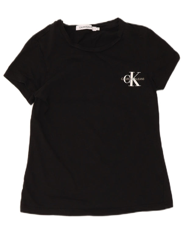 Camiseta feminina Calvin Klein Jeans com estampa gráfica, tamanho 8, preto pequeno