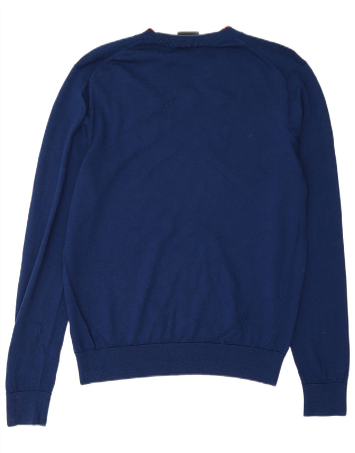 Suéter masculino Paul Smith com decote em V de lã azul marinho médio