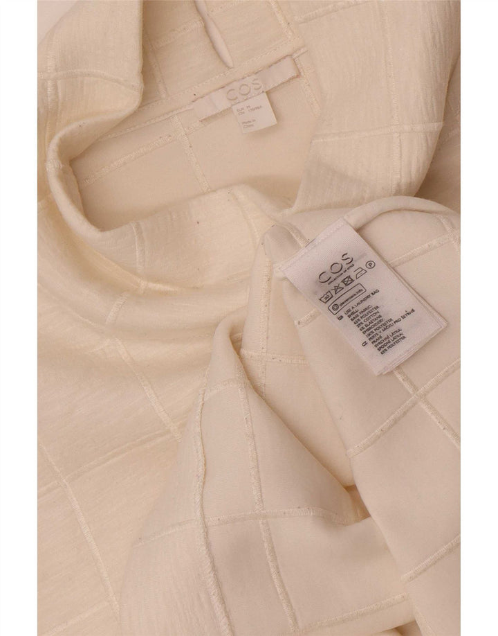 Cos Womens Top Manga Longa UK 14 Poliéster Xadrez Branco Médio