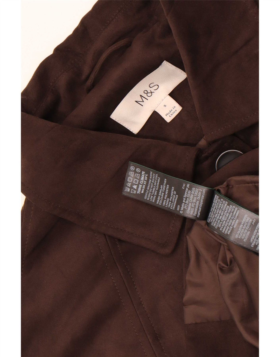 Jaqueta blazer feminina Marks & Spencer com 4 botões Reino Unido 10 pequena marrom poliéster
