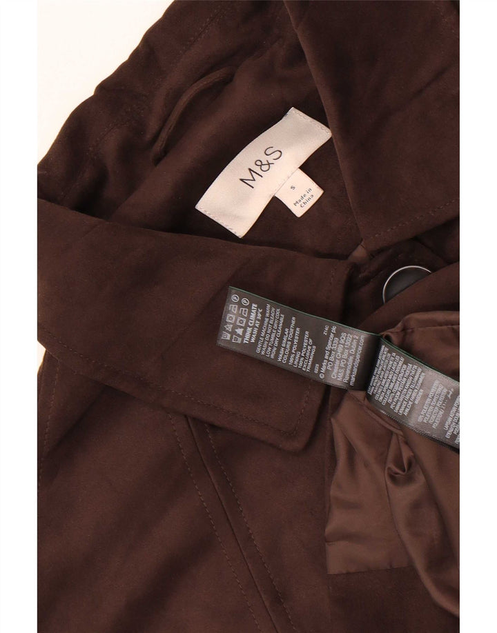 Jaqueta blazer feminina Marks & Spencer com 4 botões Reino Unido 10 pequena marrom poliéster