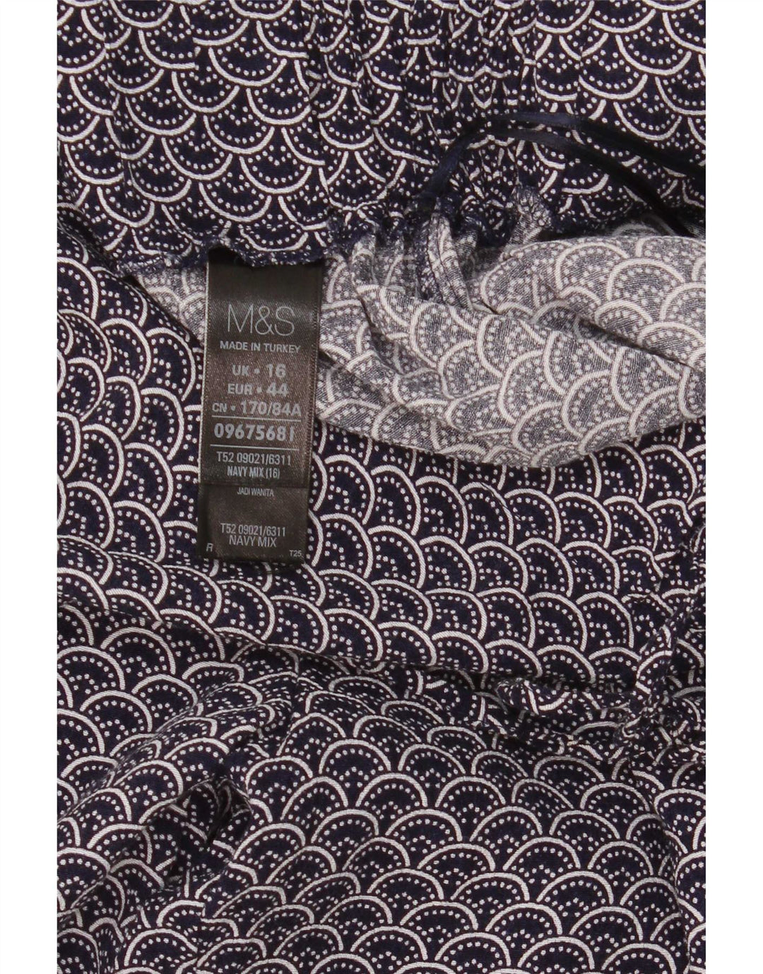 Calça casual feminina Marks & Spencer com padrão abstrato Reino Unido 16 grande W34 L30