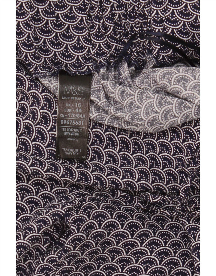 Calça casual feminina Marks & Spencer com padrão abstrato Reino Unido 16 grande W34 L30