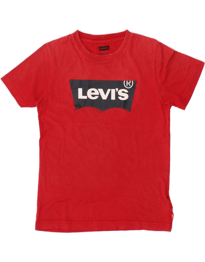 LEVI'S Boys Graphic T-Shirt Top 9-10 Years Burgundy Cotton Vintage Levi's and Second-Hand Levi's from Messina Hembry 