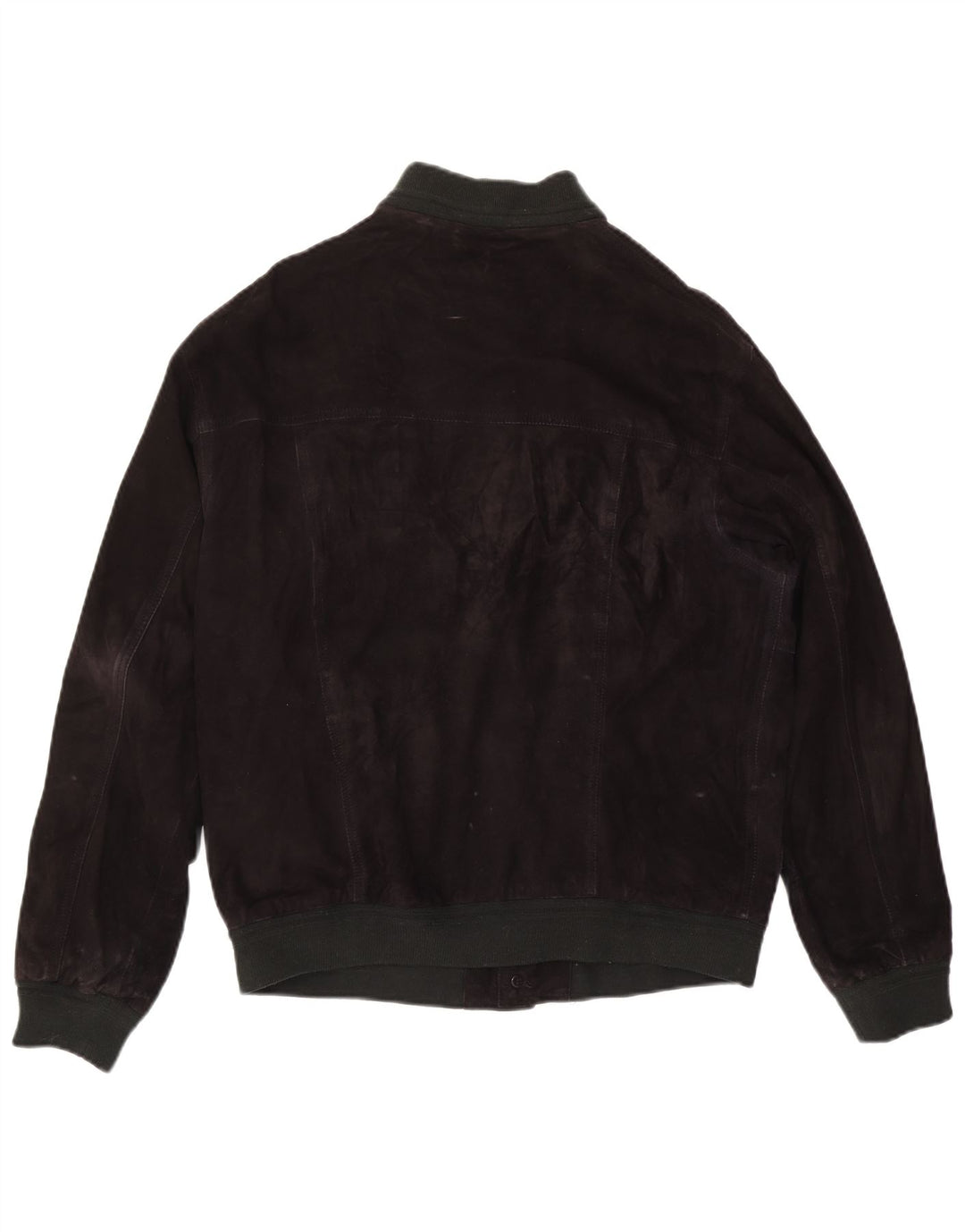 Jaqueta bomber de camurça masculina vintage IT 50 grande couro preto