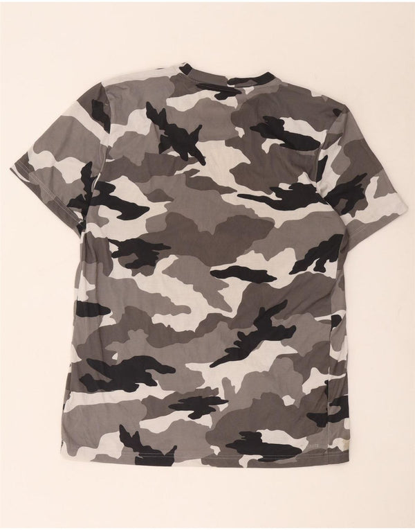 Adidas Mens Climalite Camiseta Top Grande Cinza Camuflagem Poliéster