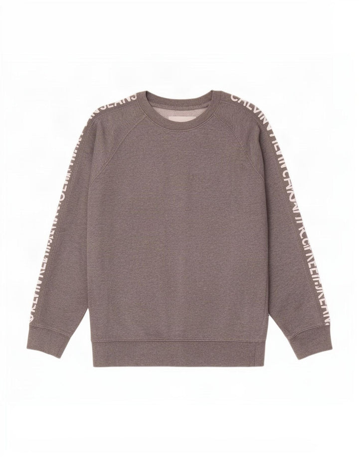 Calvin Klein Jeans Masculino moletom gráfico jumper médio algodão cinza
