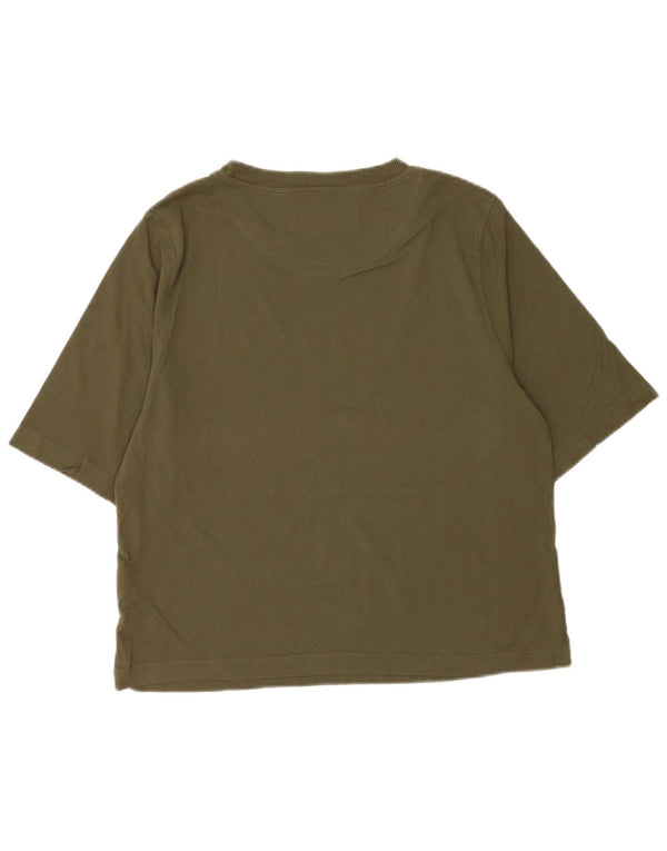 Benetton Womens T-Shirt Top UK 14 Medium Khaki Cotton
