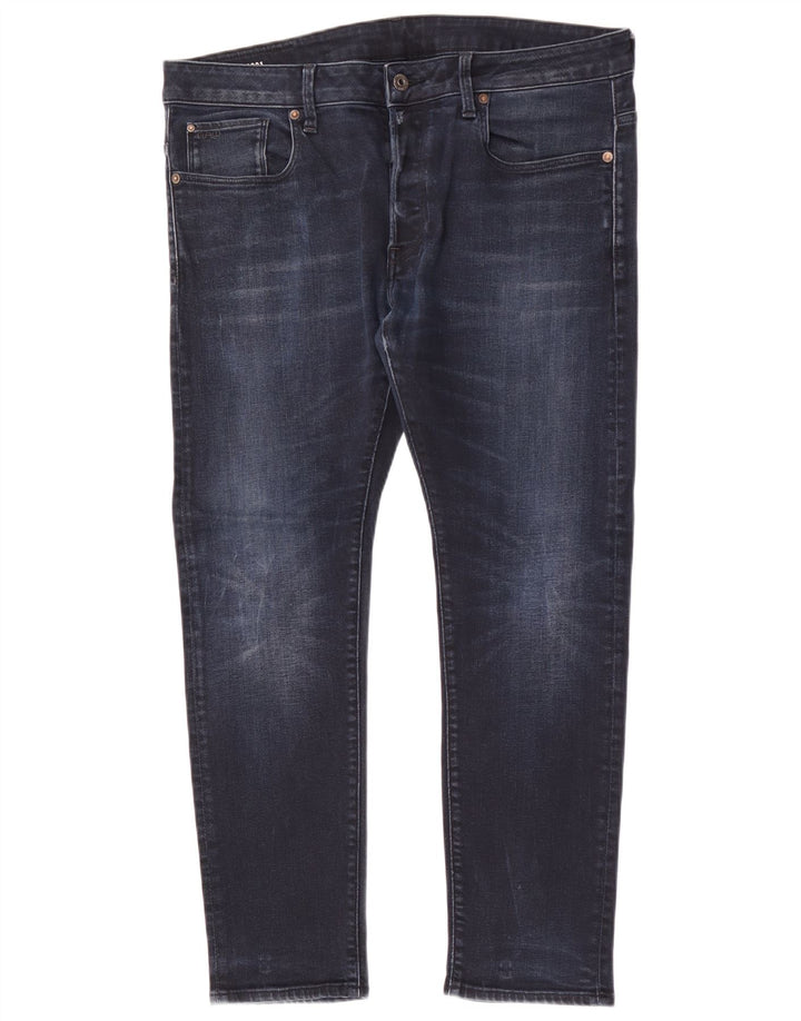 G-Star Mens Slim Jeans W36 L28 Algodão Azul Marinho