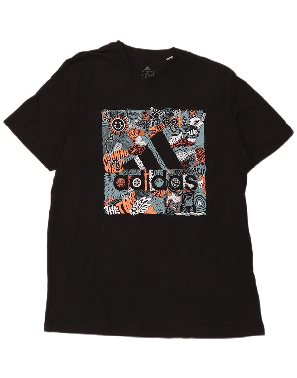 Adidas Mens Graphic T-Shirt Top XL Algodão Preto