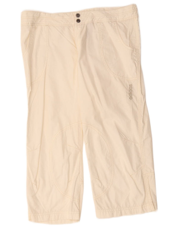 Calça capri feminina reta Adidas UK 14 grande W34 L21 algodão branco