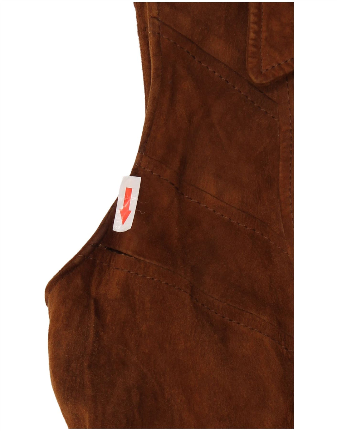 Sobretudo feminino vintage de camurça sem mangas IT 46 couro marrom grande