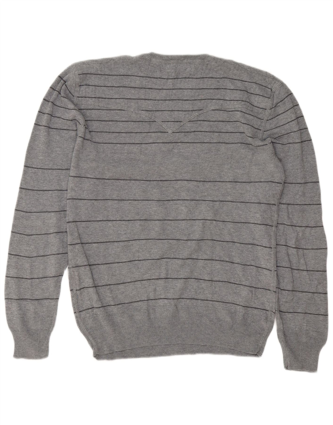 Suéter masculino Levi's com gola redonda e algodão listrado cinza médio