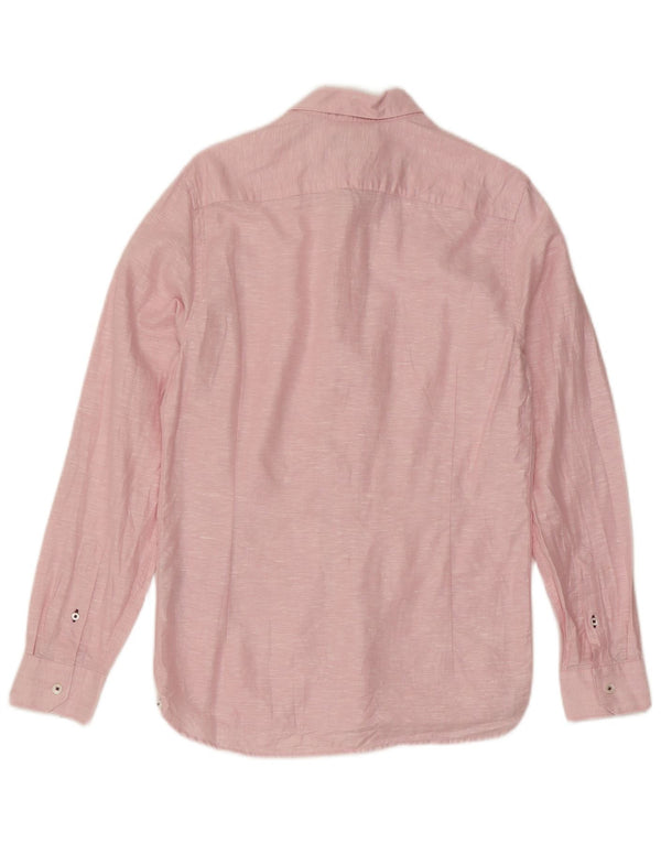 Camisa masculina Ted Baker tamanho 2 linho manchado rosa pequeno